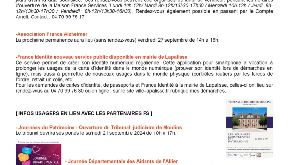 Lettre d'informations 2024 - N°14 Maison France Services Pays de Lapalisse 